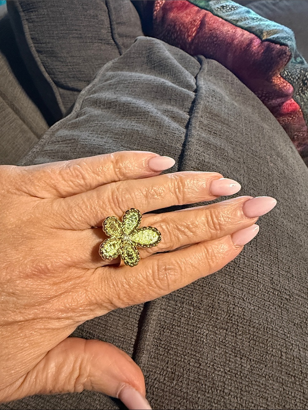 Adina Eden gold tone Flower Cocktail Ring